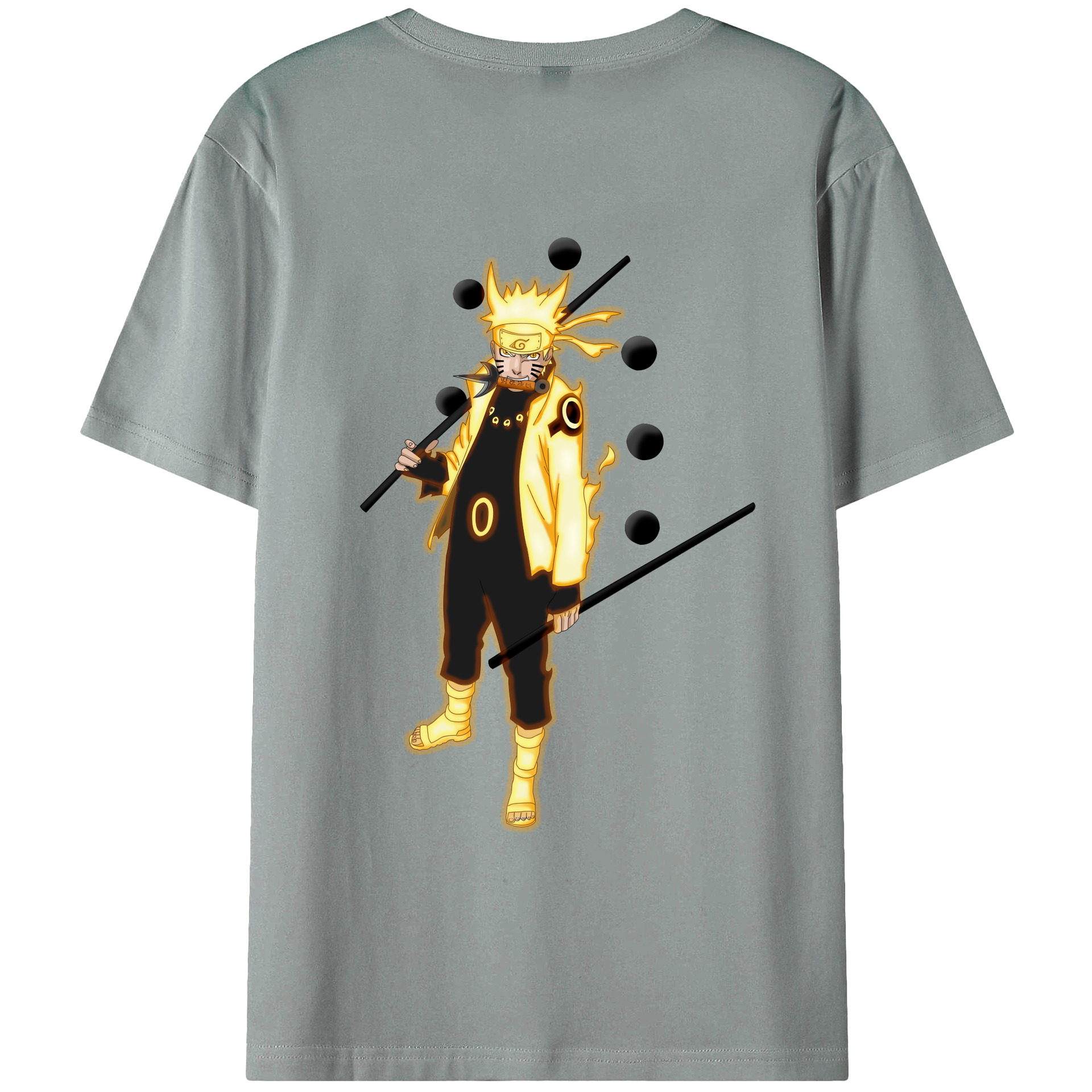 （画像用） NARUTO -ナルト- うずまき ナルト Uzumaki Naruto 綿100％ メンズ半袖Tシャツ（バックプリント） 通気性